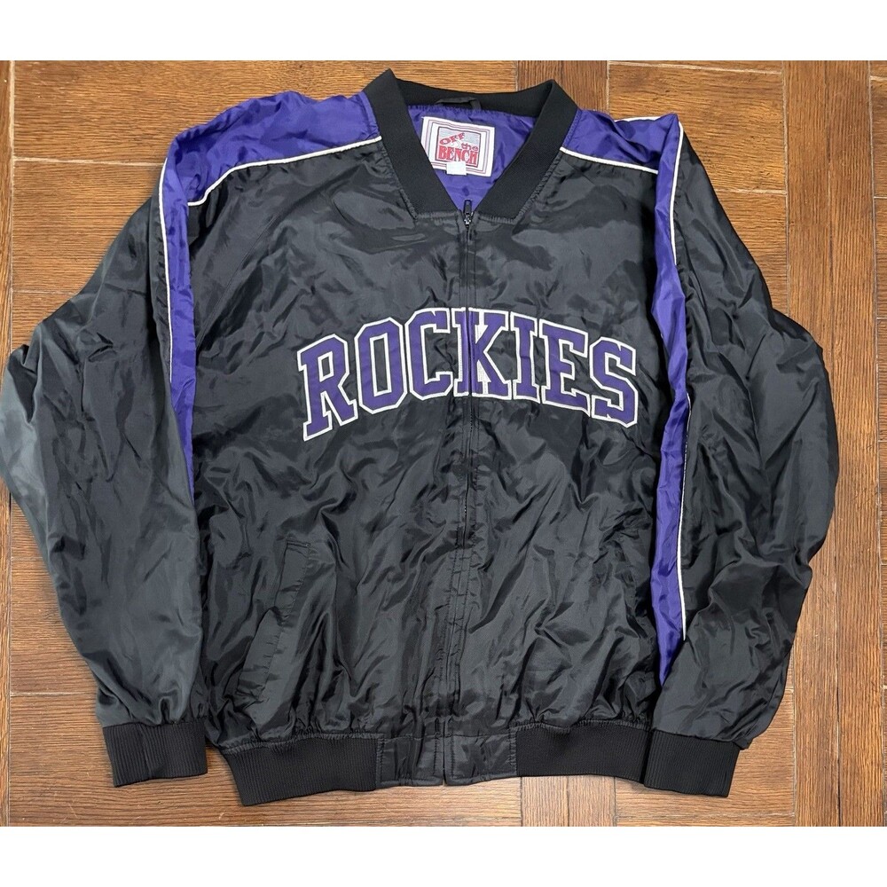 Vintage Colorado Rockies Men’s Size 2XL Black Off The Bench Full Zip Jacket
